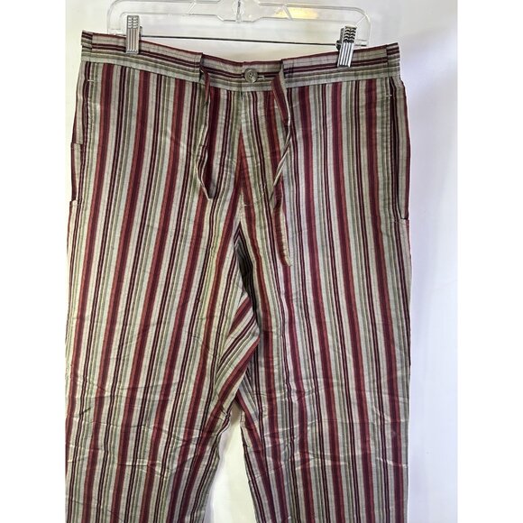 Vintage 90s Linen Silk Rainbow Stripe Baggy Pants Grunge - Picture 2 of 7